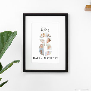 Trendy Photo Collage 8th Birthday Party Welcome Poster