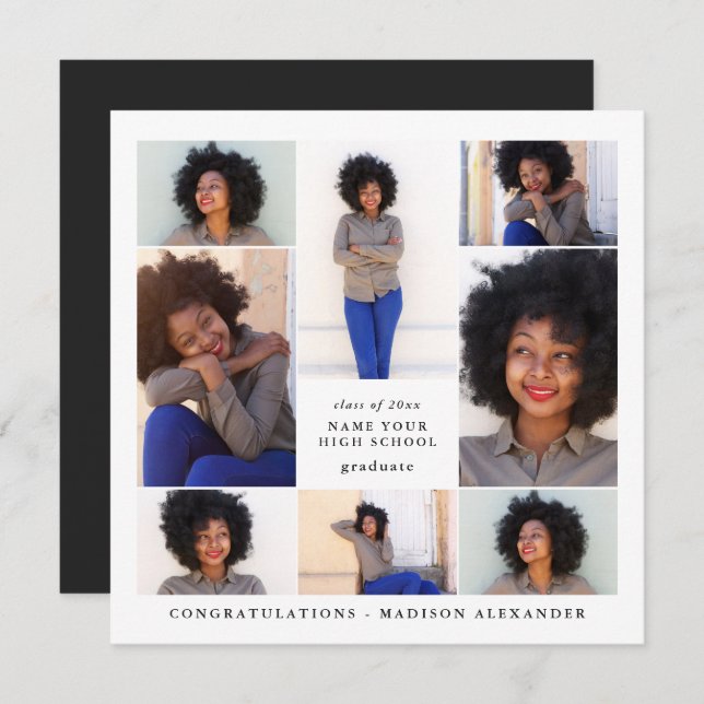 Trendy Photo Collage Graduation Party Invitation (Front/Back)