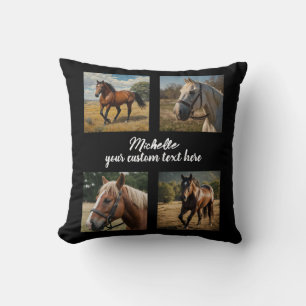 Trendy Photo Collage Personalised Horse Lover      Cushion