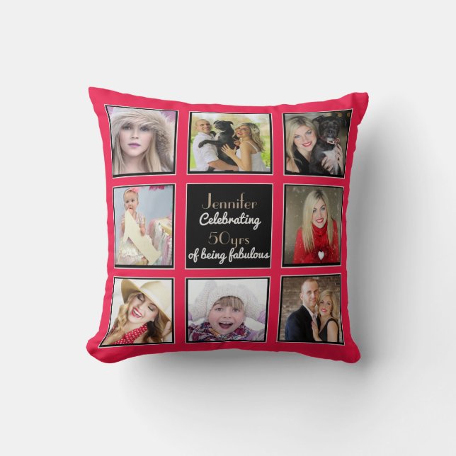 Trendy Photo Collage Pillow ANY EVENT Personalised (Front)