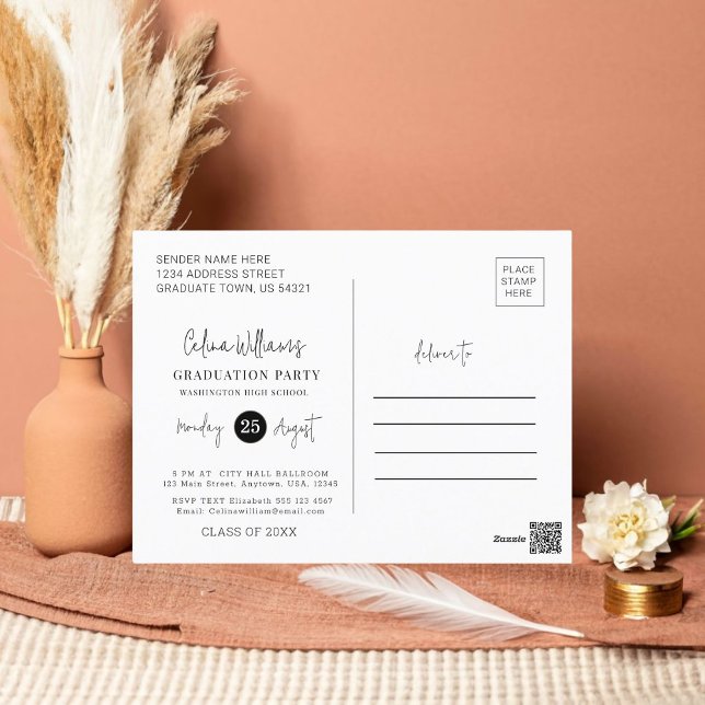 Trendy Photo Graduation Party Invitation Postcard (Creator Uploaded)