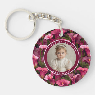 Trendy photo keepsake Calla Lilies Floral Key Ring