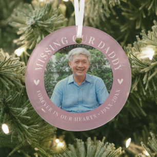 Trendy Photo Personalised Memorial Loss Glass Tree Decoration