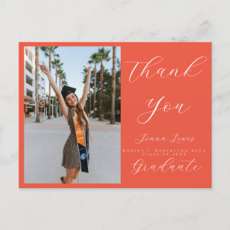 Trendy Photo Script Overlay Grad Thank You Postcard
