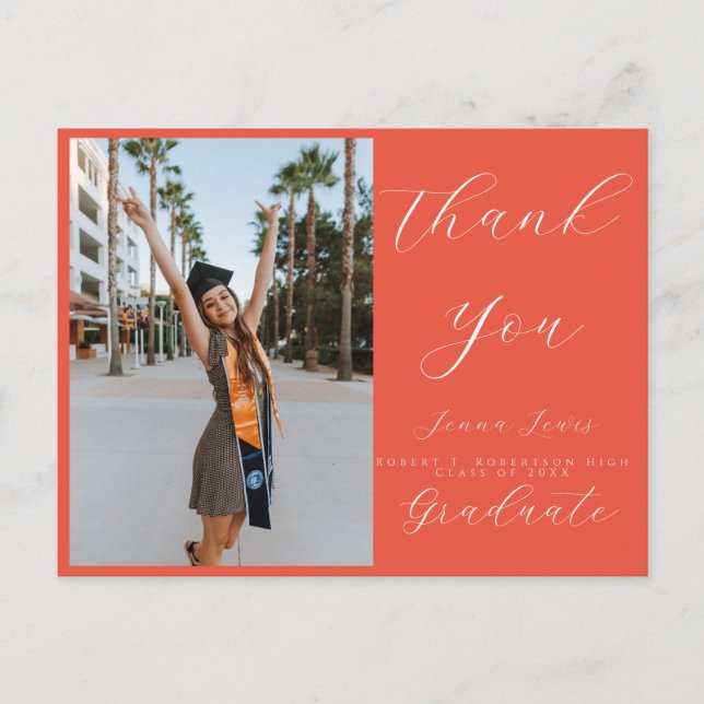 Trendy Photo Script Overlay Grad Thank You Postcard (Front)
