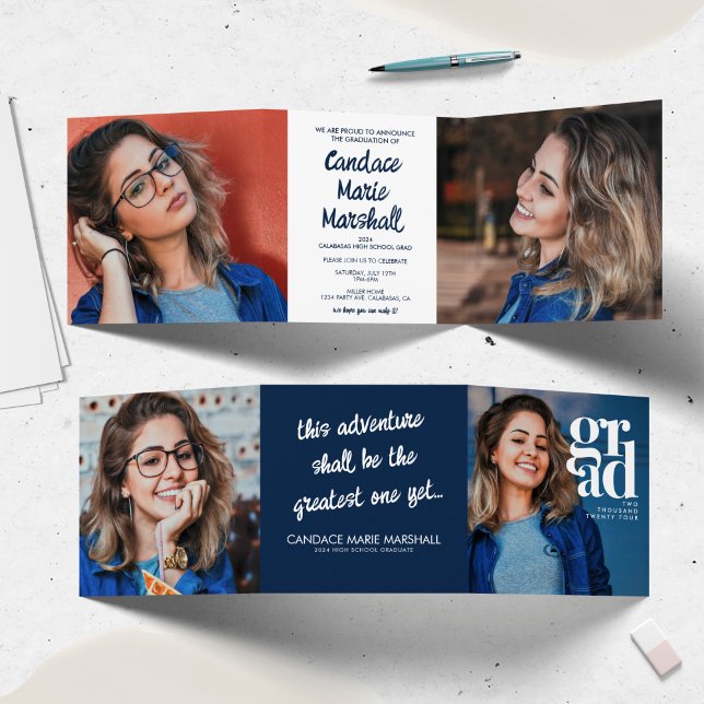 Trendy Photo Trifold Graduation Announcement (Creator Uploaded)