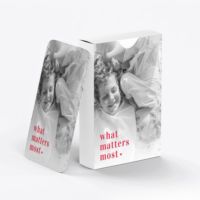 Trendy Photo & What Matters Most Positive RedQuote Playing Cards (Creator Uploaded)