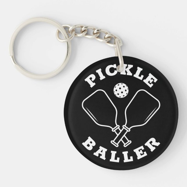 Trendy Pickle Baller Black Key Ring (Front)