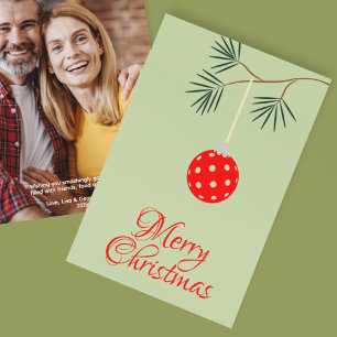 Trendy Pickleball Ornament Green Christmas Photo Holiday Card