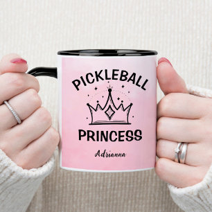 Trendy Pickleball Princess Pink Ombre with Crown Mug
