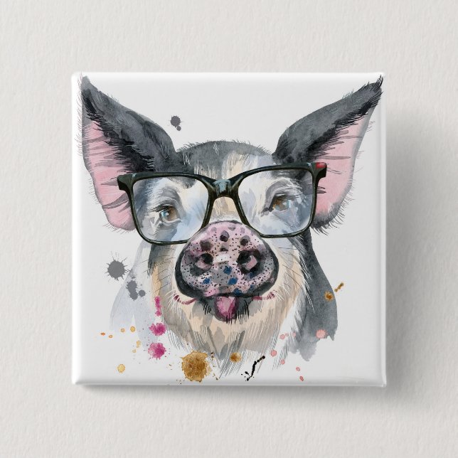Trendy Pig 15 Cm Square Badge (Front)