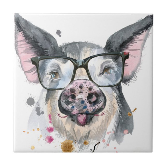 Trendy Pig Ceramic Tile (Front)