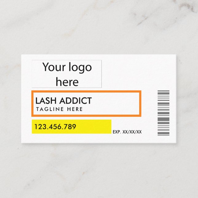 trendy pill bottle lashes package label business card (Front)
