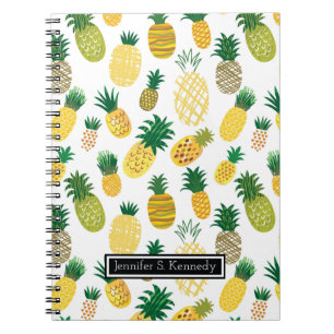 Trendy Pineapple Pattern Add Your Name Notebook