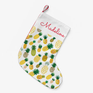 Trendy Pineapple Pattern   Add Your Name Small Christmas Stocking