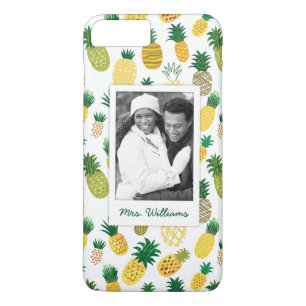 Trendy Pineapple Pattern   Add Your Photo & Name iPhone 8 Plus/7 Plus Case