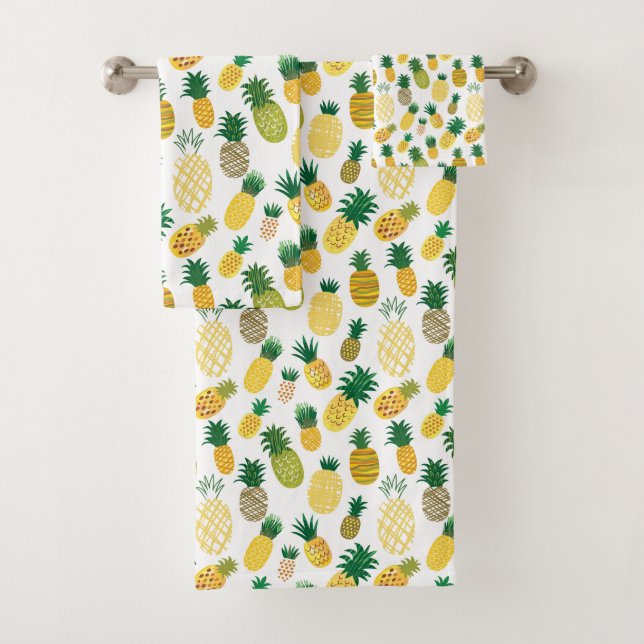 Trendy Pineapple Pattern Bath Towel Set (Insitu)
