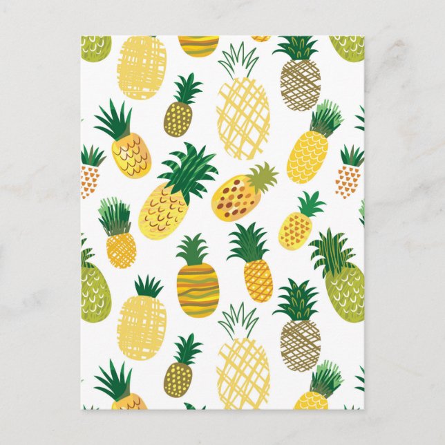 Trendy Pineapple Pattern Postcard (Front)