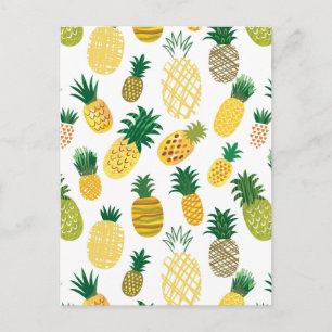 Trendy Pineapple Pattern Postcard