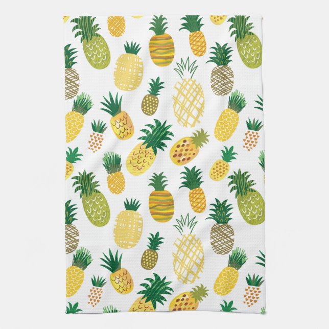 Trendy Pineapple Pattern Tea Towel (Vertical)