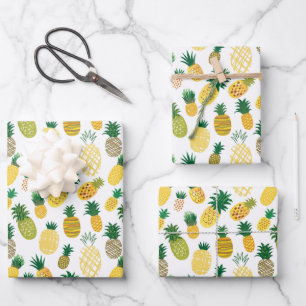 Trendy Pineapple Pattern Wrapping Paper Sheet