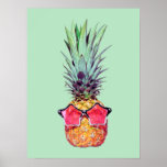 Trendy pineapple poster<br><div class="desc">Trendy pineapple on green background</div>