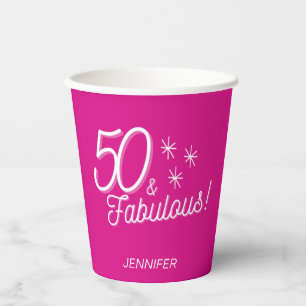 Trendy Pink 50 and Fabulous Paper cup