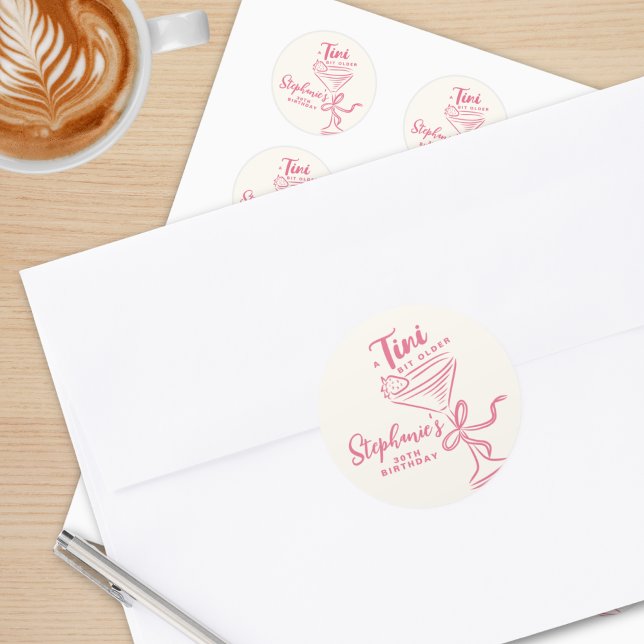 Trendy Pink A Tini Bit Older 30th Birthday Classic Round Sticker (Creator Uploaded)