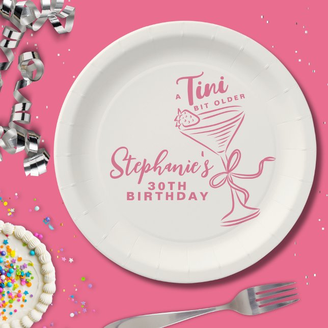 Trendy Pink A Tini Bit Older 30th Birthday Paper Plate (Creator Uploaded)