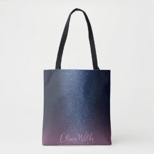 Trendy Pink and Black Glitter Personalised Tote Bag
