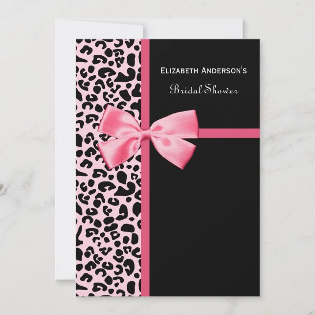 Trendy Pink and Black Leopard Bridal Shower Invitation (Front)
