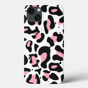 Trendy Pink and Black Leopard Print iPhone 13 Case