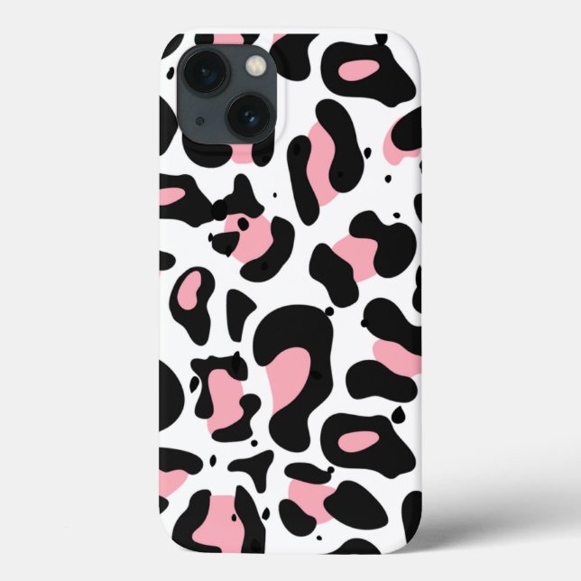 Trendy Pink and Black Leopard Print Case-Mate iPhone Case (Back)