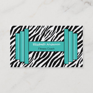 Trendy Pink And Black Zebra Print Personal Trainer Business Card