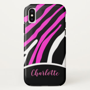 Trendy Pink and Black Zebra Stripe Phone Case