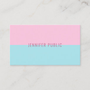 Trendy Pink And Blue Modern Simple Template Chic Business Card