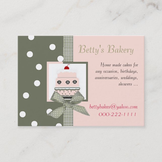 Trendy Pink and Khaki Business Card (Front)