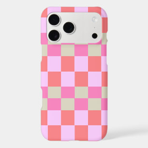 Trendy Pink and Sand Beige Retro Checkerboard