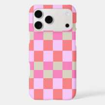 Trendy Pink and Sand Beige Retro Chequerboard