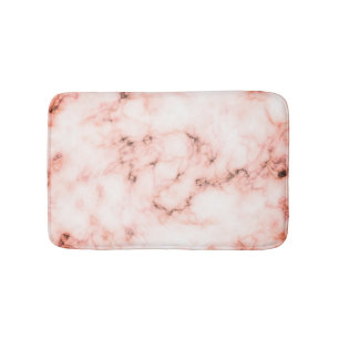 Trendy pink and white marble stone texture design bath mat