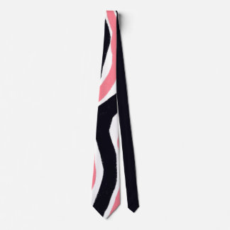 Trendy Pink Black Abstract Stripe Pattern Tie