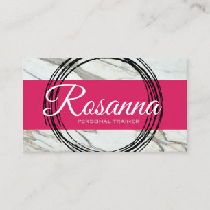 Trendy pink, black and white marble business card. business card