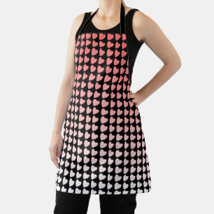 Trendy Pink Black Heart Gradient Pattern Apron