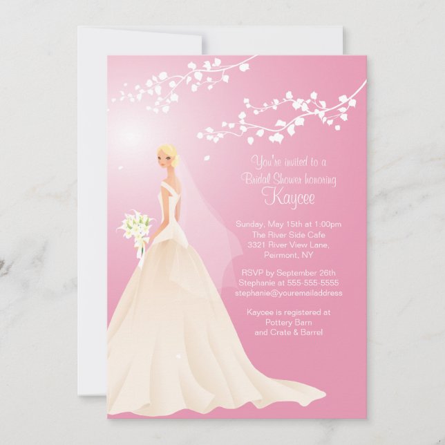 Trendy Pink BLONDE  Bride Bridal Shower Invite (Front)