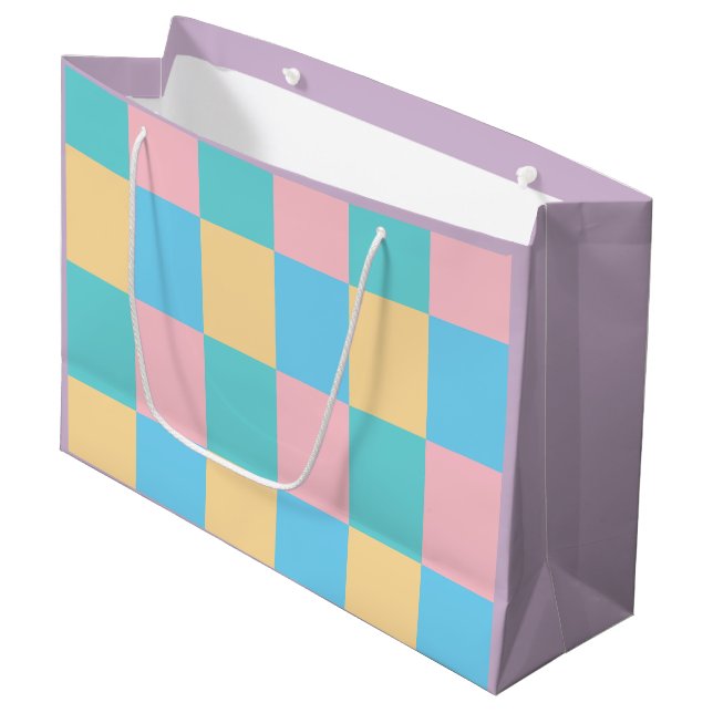 Trendy Pink Blue Green Yellow Purple Modern Colour Large Gift Bag (Front Angled)