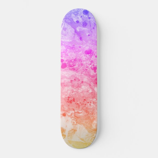 Trendy Pink Blue Purple Green Modern Colourful Skateboard (Front)