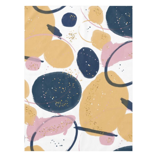 Trendy Pink Blue Strokes Abstract Creative Art Tablecloth (Front)