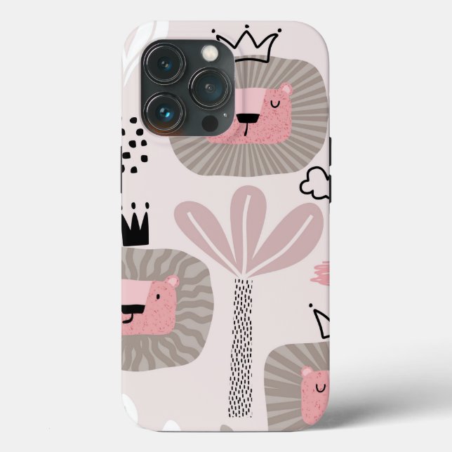 Trendy Pink Boho Lion Modern Tough Case (Back)