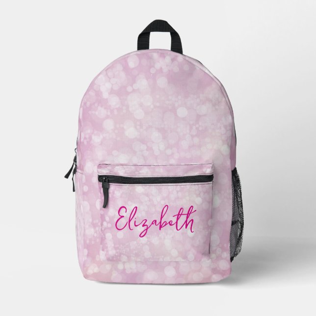 Trendy Pink Bokeh  Printed Backpack (Front)