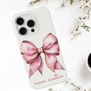 Trendy Pink Bow Personalised With Name Monogram Case-Mate Samsung Galaxy S8 Case